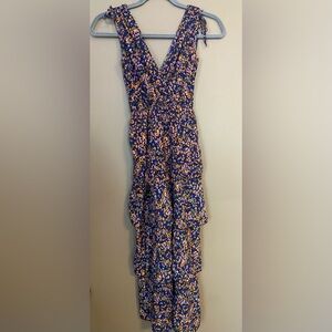 Blue multicolored ruffled layered dress, ace fashions, size small